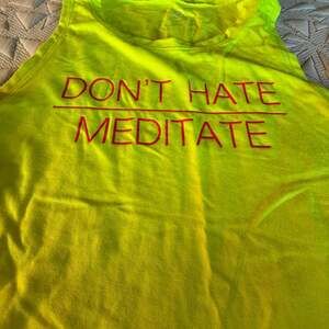 Neon Green 'Dont Hate Meditate' Graphic Tank Top